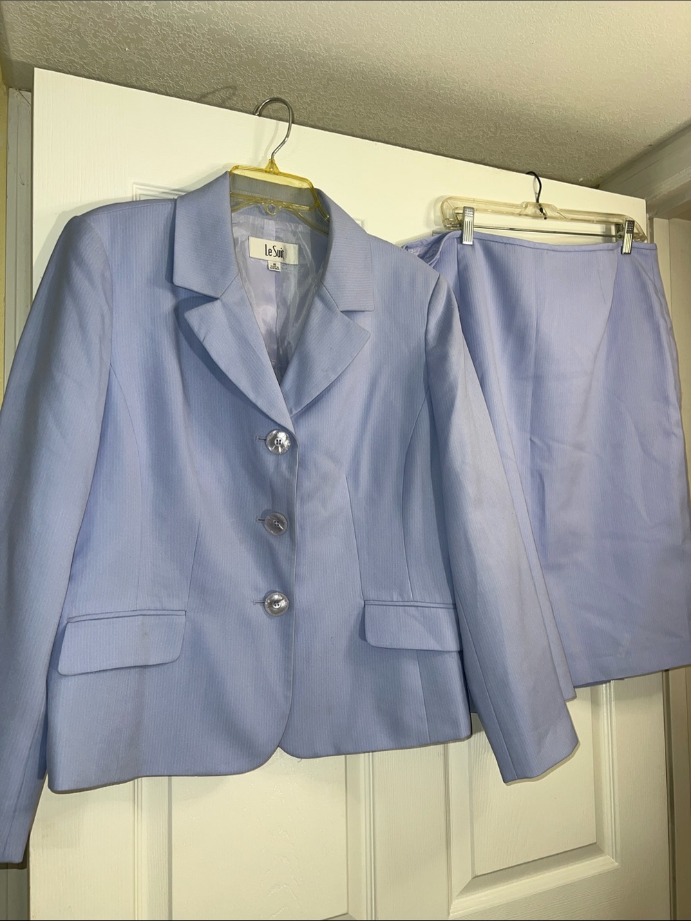 Le Suit Light Lavender Two-Piece Skirt Suit
